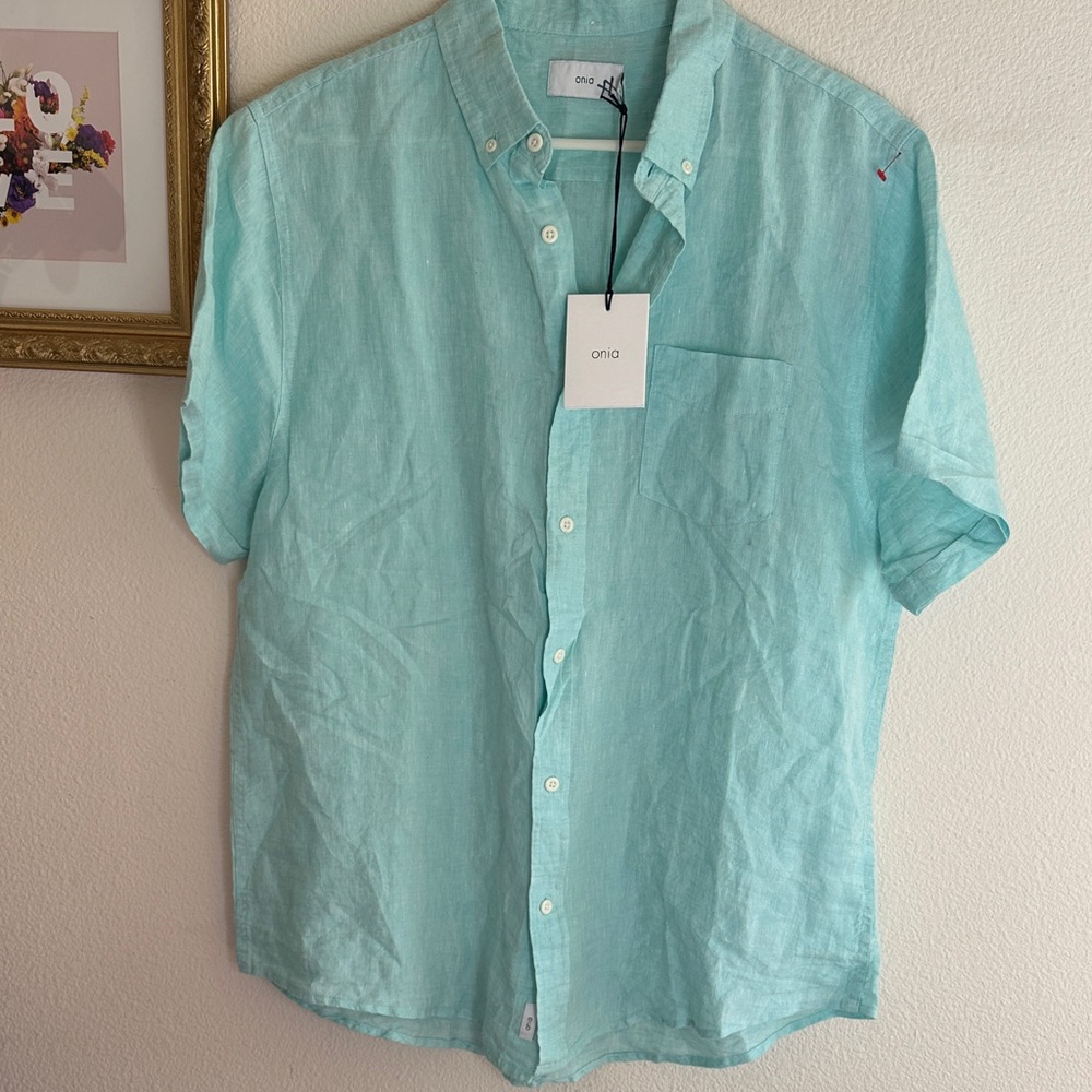 Onia Men's Short-Sleeve Button-Down Shirt in Aqua